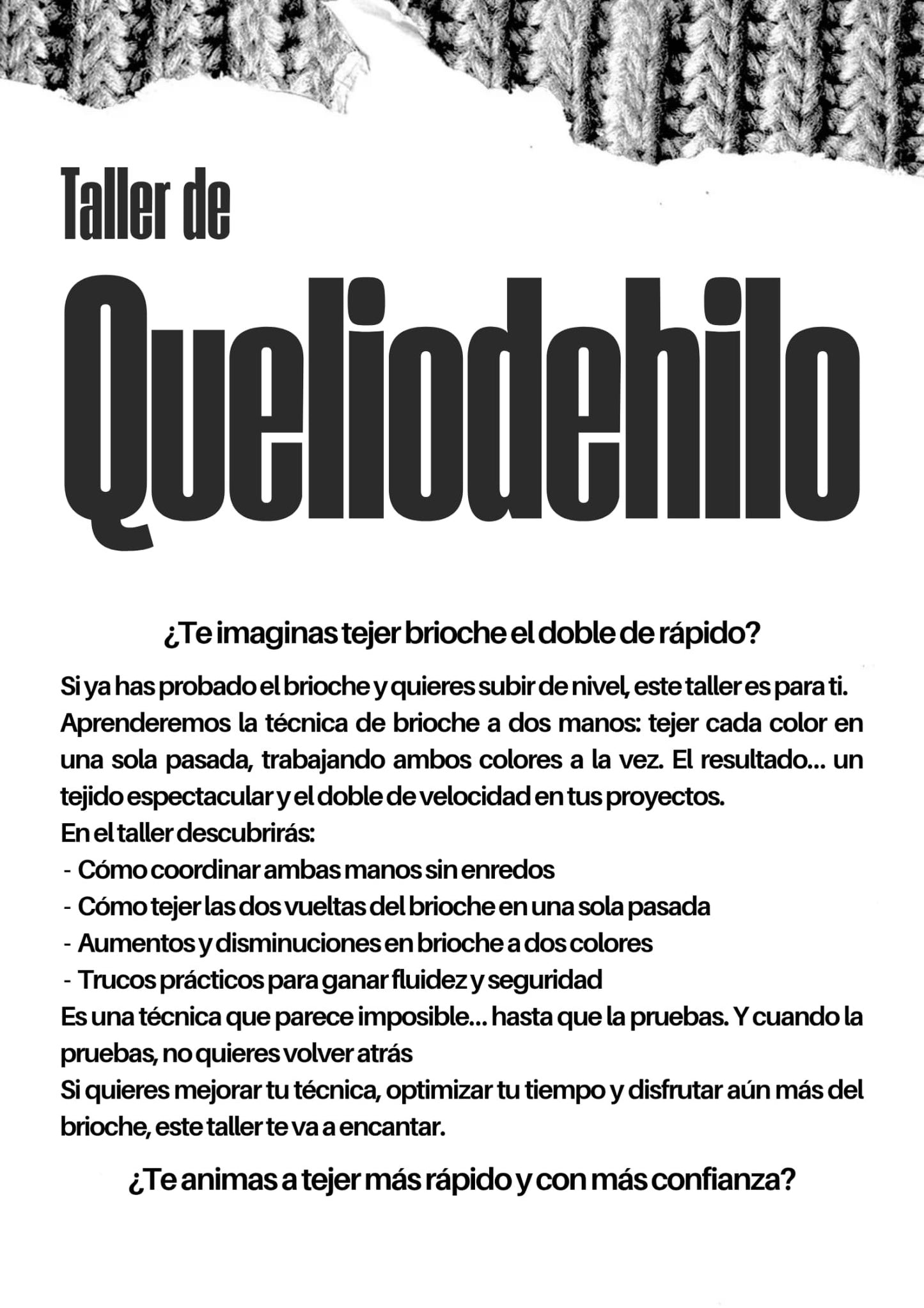 Taller de brioche a dos manos, con Irina de @queliodehilo